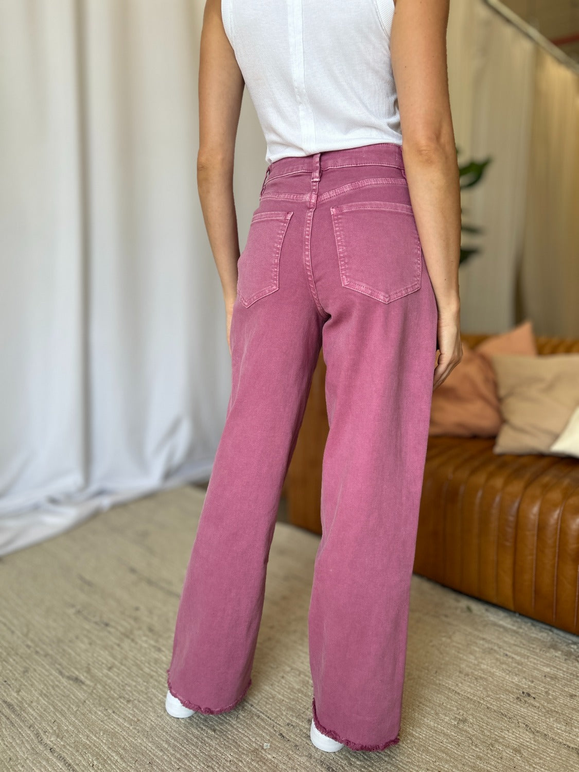 RFM Full Size High Rise Garment Dye Wide Leg Jeans