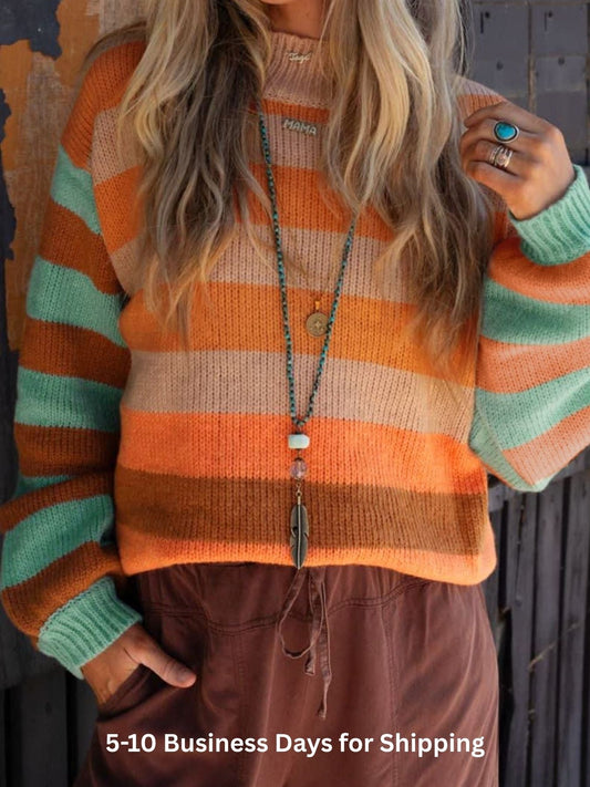 Striped Rainbow Long Sleeve Sweater